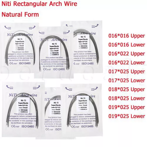 Dental Orthodontic Elastic Niti Arch Wire Rectangular Natural Form full sizes