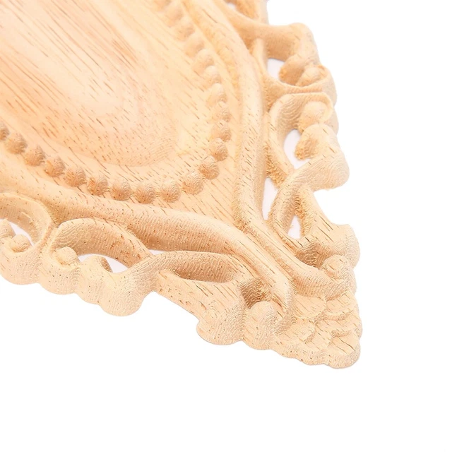 Décalque En Bois Sculpté Onlay Unpaintted Carving Applique Home Wall Furnitur FR