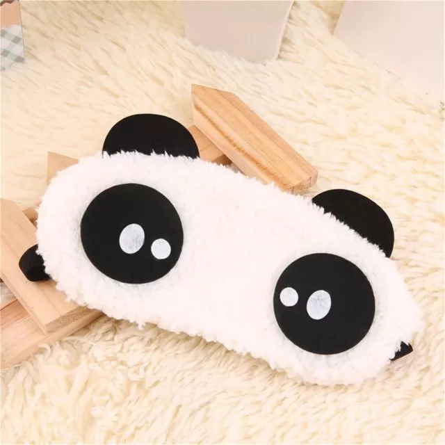 2x Plüsch Schlafmaske Schlafbrille Augenmaske, Panda, Cartoon, weiß