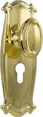 pair of polished brass bungalow door handles,oval knob with backplate 197 x 68mm 2