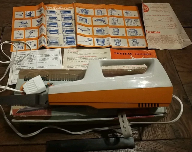 COUTEAU ÉLECTRIQUE À pain viande vintage orange années 70 Moulinex EUR 12,00 - FR