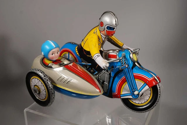 vintage Red China Motorcycle Motorrad Side Car GSH 605 - Tinplate