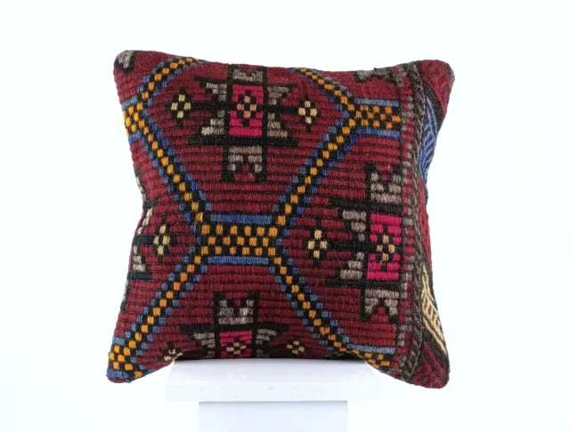 16x16 Ethnic Vintage Turkish Rug Pillow Cover Home Decorative Boho Cushion 1724