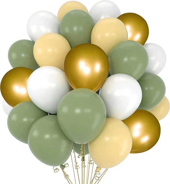 Set palloncini oro verde AOLOA - 60 pz palloncini in lattice bianco verde salvia 12 pollici