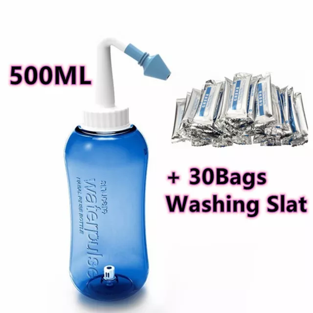 500ml Neti Pot Wash Clean Nose Nasal Cavity Allergic Nasal Washing Bottle & Salt