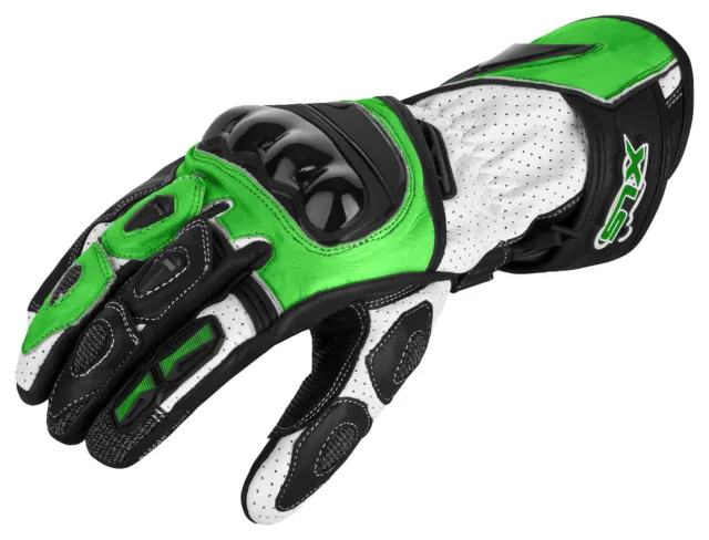 Handschuhe von XLS Lederhandschuhe Motorradhandschuhe Kawa Grün Gr. S bis 3XL
