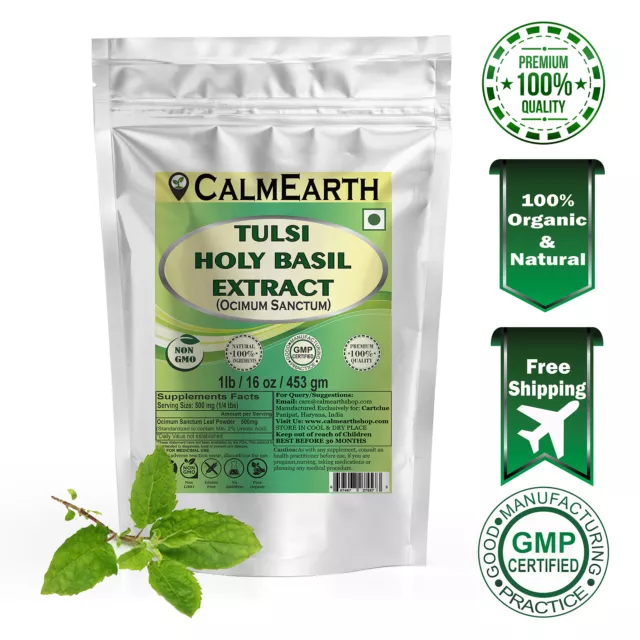 Calm Earth Tulsi Holy Basil Ocimum Sanctum Extract Powder Ursolic Acid