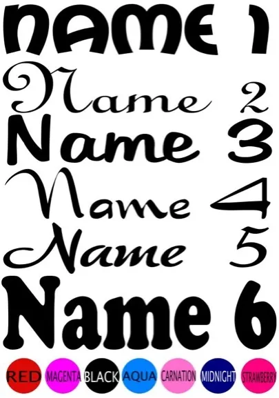 IRON ON TRANSFER 1 PERSONALISED NAME FONT COLOUR LABEL - Light coloured fabric