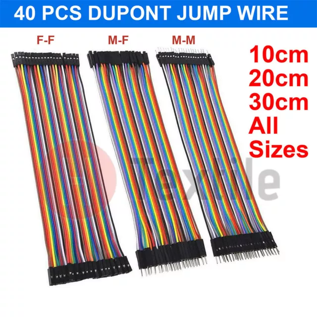 Jumper Breadboard Cable Lead Arduino HOBBY UK PO 40 Dupont Jump Wire M-F M-M F-F