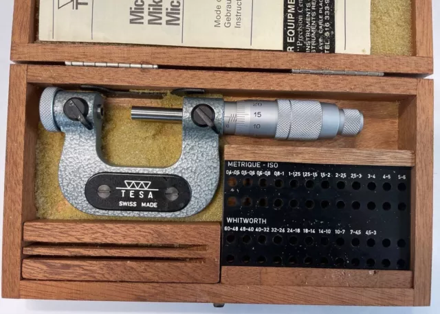 Tesa Swiss Made Interchangeable Anvil Micrometer (NO TIPS), 0-1" Range, .001"