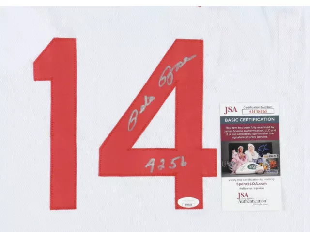 Pete Rose Signed Jersey Inscribed "4256" (JSA)