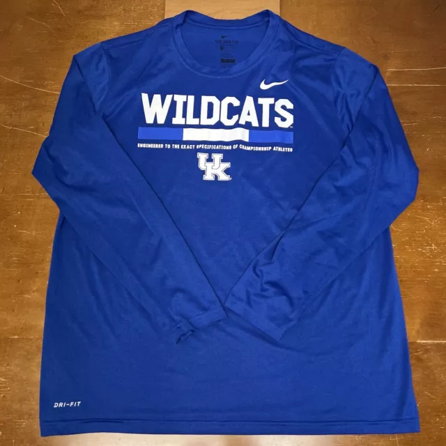 Kentucky Wildcats Shirt Mens XL Blue Long Sleeve Athletic Cut Nike Dri Fit