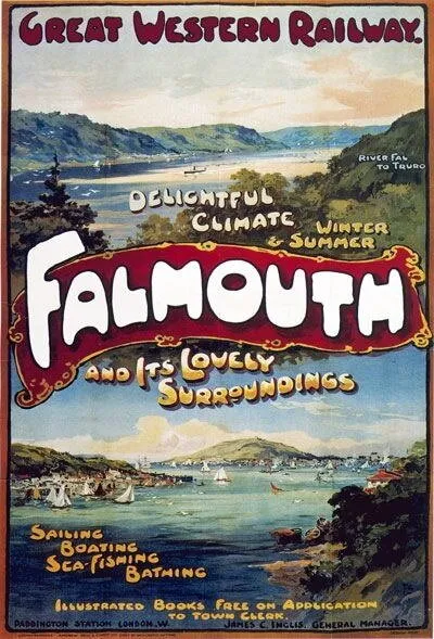 84457 Vintage Falmouth UK GWR Great Western Railway Wall Print Poster Plakat