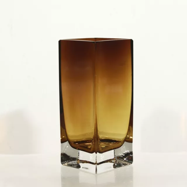 Gunnar Ander pour Lindshammar - Vase vintage verre ambré Suède 1960s