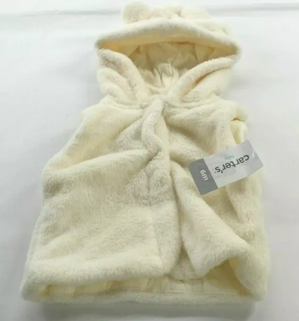 Carters Baby Girls Size 6 Month Soft Fuzzy Full Zip Winter Hooded Vest