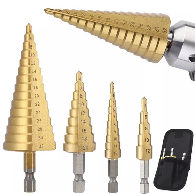 TITANIUM Step Drill Bit Set Unibit Industrial Reamer reaming 28 SIZES 1/8 - 3/4"