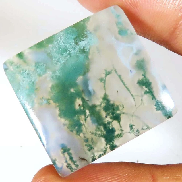 (25 X 26 X 05 MM Größe) 43.65 Karat Natürlich Moosachat Kissen Form Lose