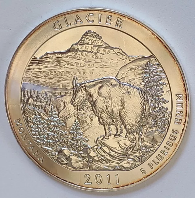 2011 America The Beautiful Glacier Montana 5 Oz. Silver Mirror-like Unc. Coin 