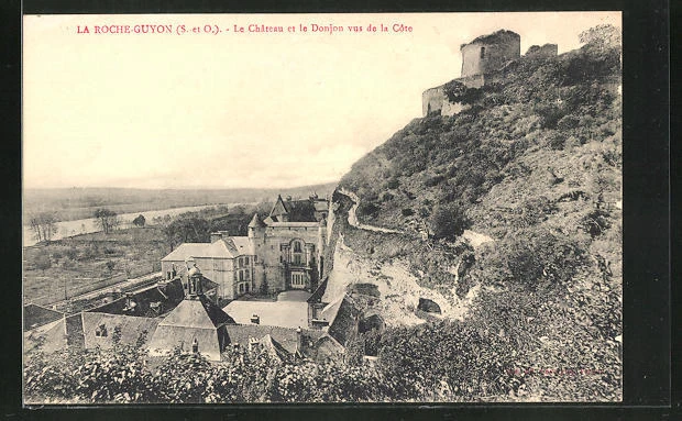 CPA La Roche-Guyon, Le Chateau et le Donjon vus de la Cote
