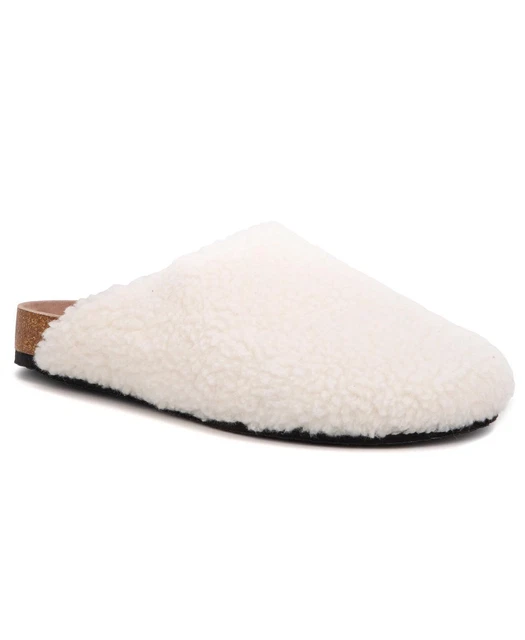 Olivia Miller Womens Womens Plush Furry Slide Slippers, MED BEIGE, Size 9.0