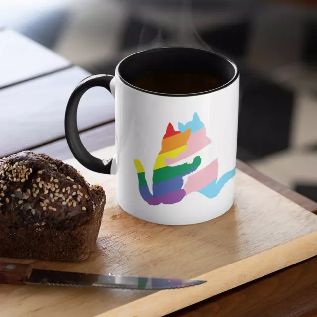 Pride Cat Couple Mug Tea Coffee Cup - Kitten LGBTQ Flag Rainbow Lesbian Gay Gift