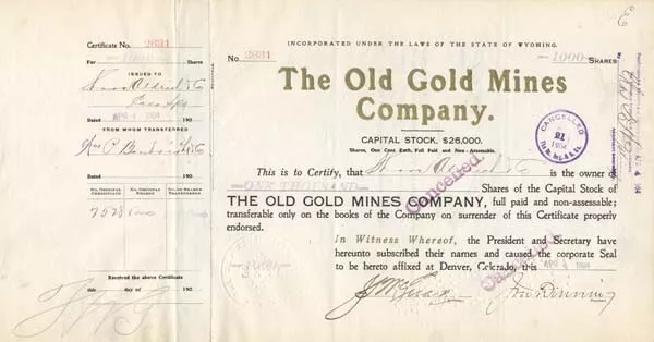 The Old Gold Mines Co. - Mining Stocks