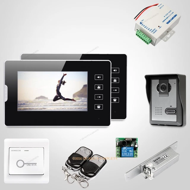 Videocitofono HOMSECUR 7'' Con Monitor Nero – Sistema Cablato Per Casa, Scuola O Negozio