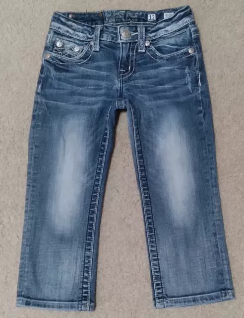 Youth Girls' Miss Me Denim Size 12 JK1039P Blue Jean Capri Pants Medium Wash