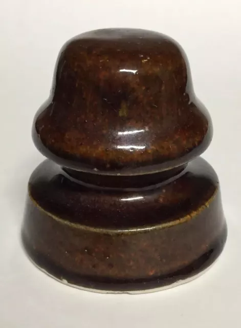 Antique Brown Glazed Threaded Ceramic Insulator 3"