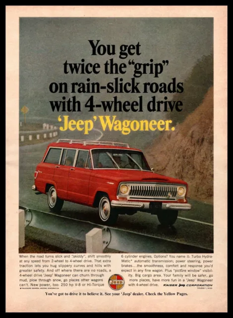 1966 Jeep Wagoneer 327 Vigilante V-8 250 HP 4-Wheel Drive Vintage Print Ad