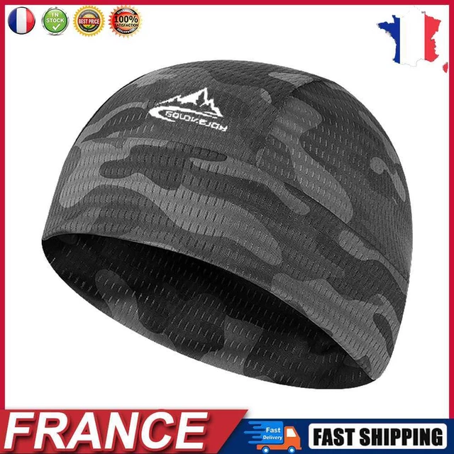 Cycling Helmet Lining Beanie Ice Silk Quick Drying Running Cap (Black Camo) fr