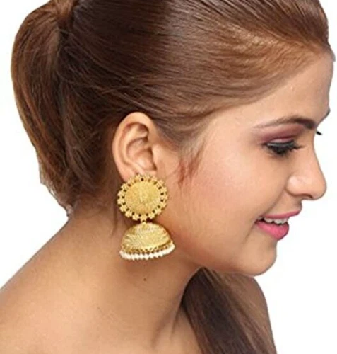Shyamji Indian 18K Gold Tone Polki Jhumkin Earring ( BY One Get One FREE )