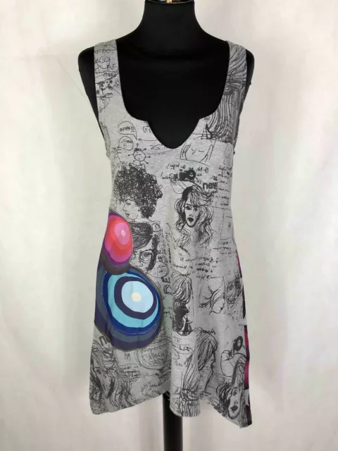 DESIGUAL Abito Vestito Donna Cotone Optical Pois Woman Cotton Dress Sz.S - 40