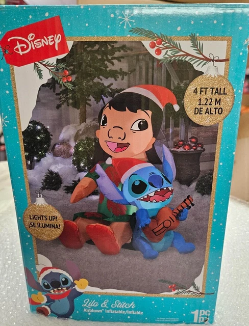 GEMMY 4FT TALL Lilo & Stitch in Santa Hats Christmas Inflatable £57.08 ...