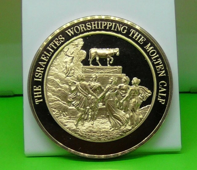 BRONZE MEDAL MEDALLION Bible Story Exodus The Israelites Worshiping
