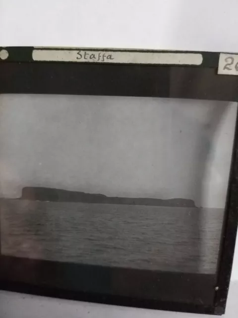 VICTORIAN Glass Magic Lantern Slide geological staffa C1890 SCOTLAND PHOTO