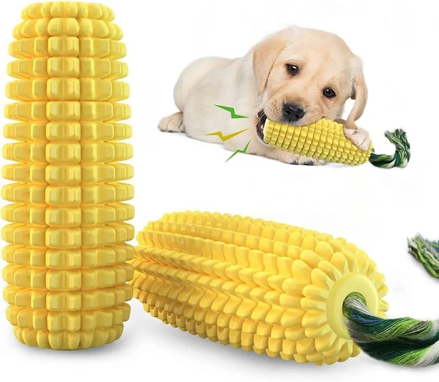 ALMOST INDESTRUCTIBLE RUBBER Squeaky Yellow Dog Toy Aggressive Chewers