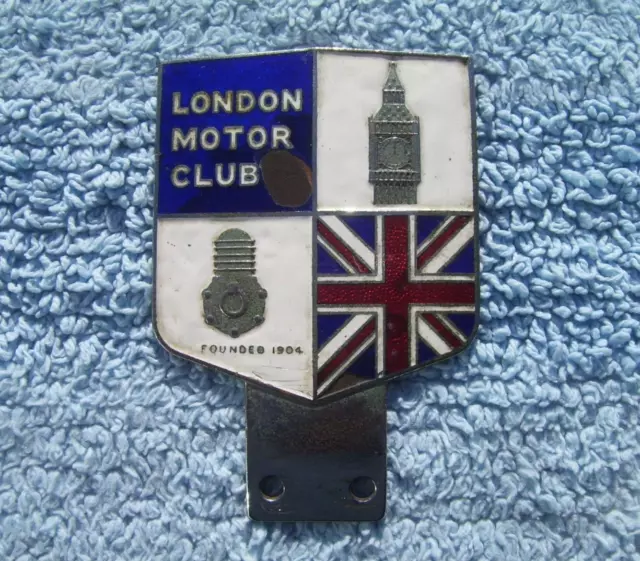 VINTAGE 1960s LONDON MOTOR CLUB CAR BADGE ~ LMC BIG BEN & UNION JACK EMBLEM RARE