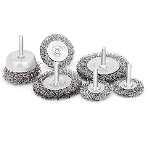 6 Pcs Wire Wheel Cup Brush Set,1/4In Round Shank Wire Brush for Drill Attachm...