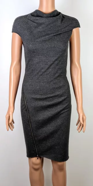 Helmut Lang Gray 100% Wool Short Sleeve Knee Length Dress Size P (US 4)