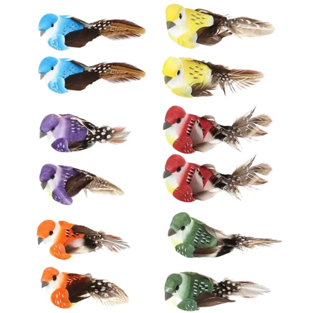 Festive Foam Feather Birds for Seasonal and Holiday Displays Set of 12