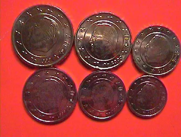 1+2+5+10+20+50 Euro cent Münzen aus Belgien 1999 / 2000 rar