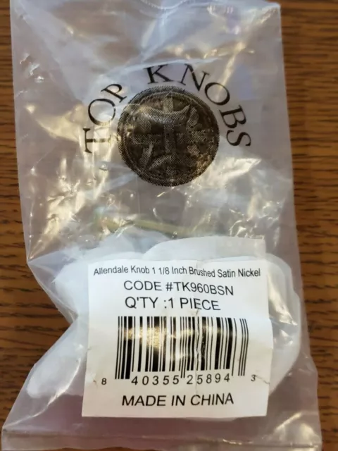 Top Knobs TK960BSN Allendale Knob 1 1/8Inch Brushed Satin Nickel
