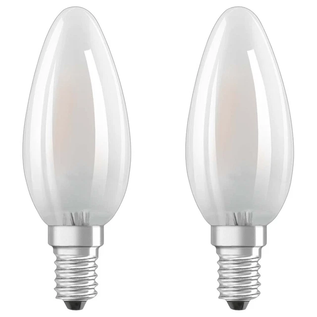 2 x Bellalux LED Filament Leuchtmittel Kerze 4W = 40W E14 matt 470lm warm 2700K