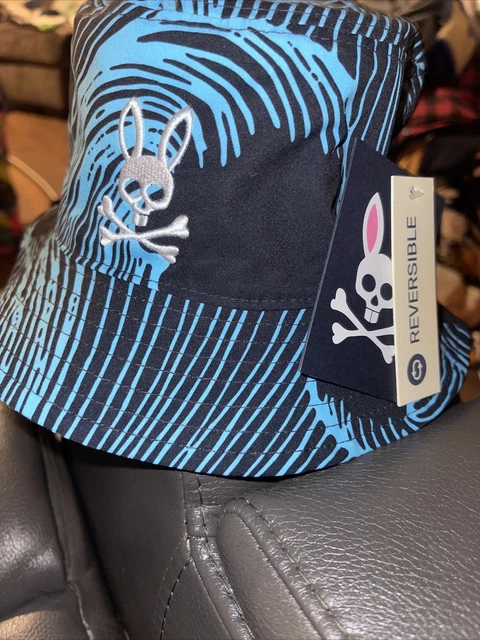Psycho Bunny REVERSIBLE 452 Clear Sky Blue Navy  BUCKET Hat NWT $55.00🔥
