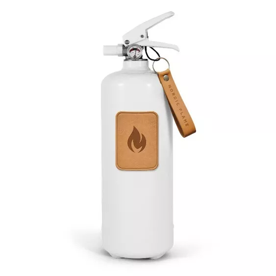 Nordic Flame Estintore Bianco M. Pelle Chiaro 2 KG Abc Polvere Design Protezione