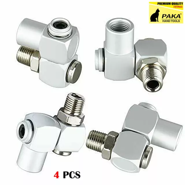 1/4'' Air Tool Swivel Fitting, 4 Pcs 360 Degree Swivel Air Hose Connector