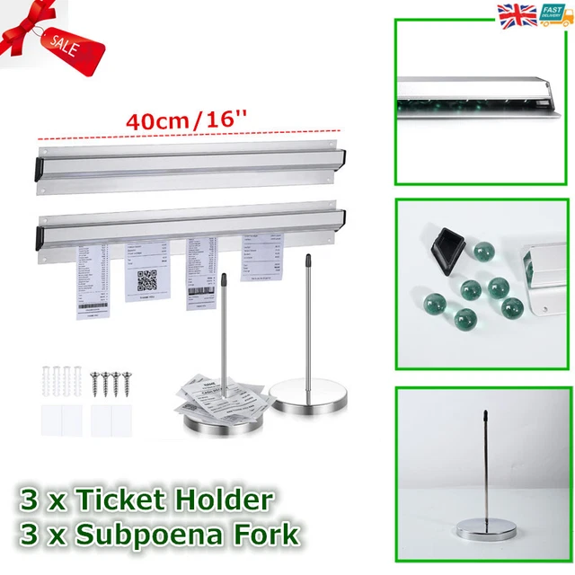 16'' Desk Receipt Holder Silver Kitchen Slide Check Rack Bill Orders Ticket Rack