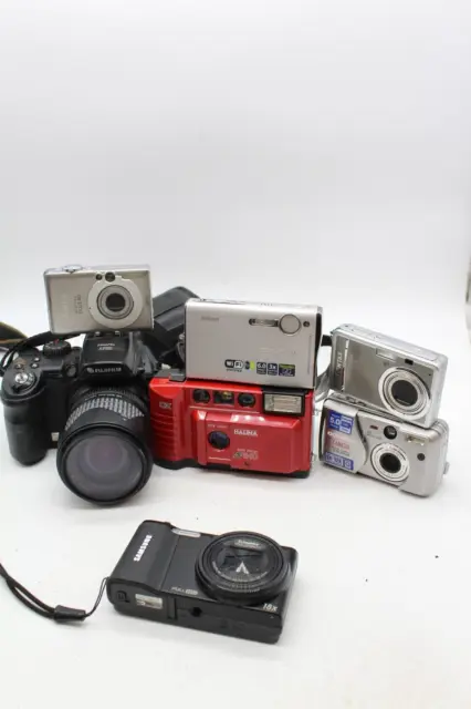 C x7 Vintage Digital Cameras Inc. Fujifilm FinePix, Canon IXUS, Samsung WB750