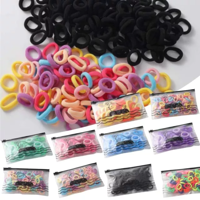 100Pcs 4MM Thick Hair Ties women girls School Endless Hair Elastic Bobbles Bands